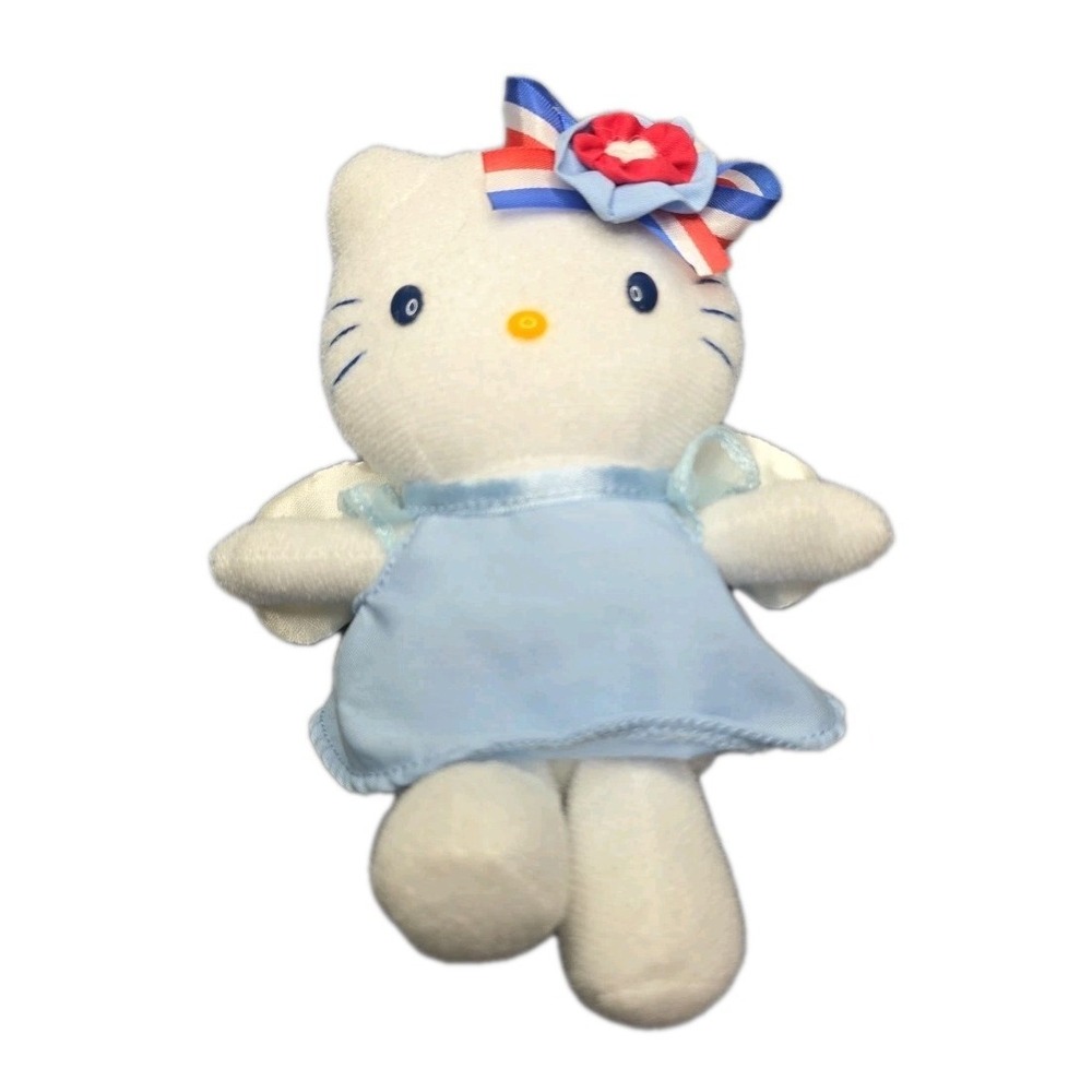 Vintage Hello Kitty 2002 Y2K Sanrio Smiles Blue Angel Stuffed Animal Plush 6"‎